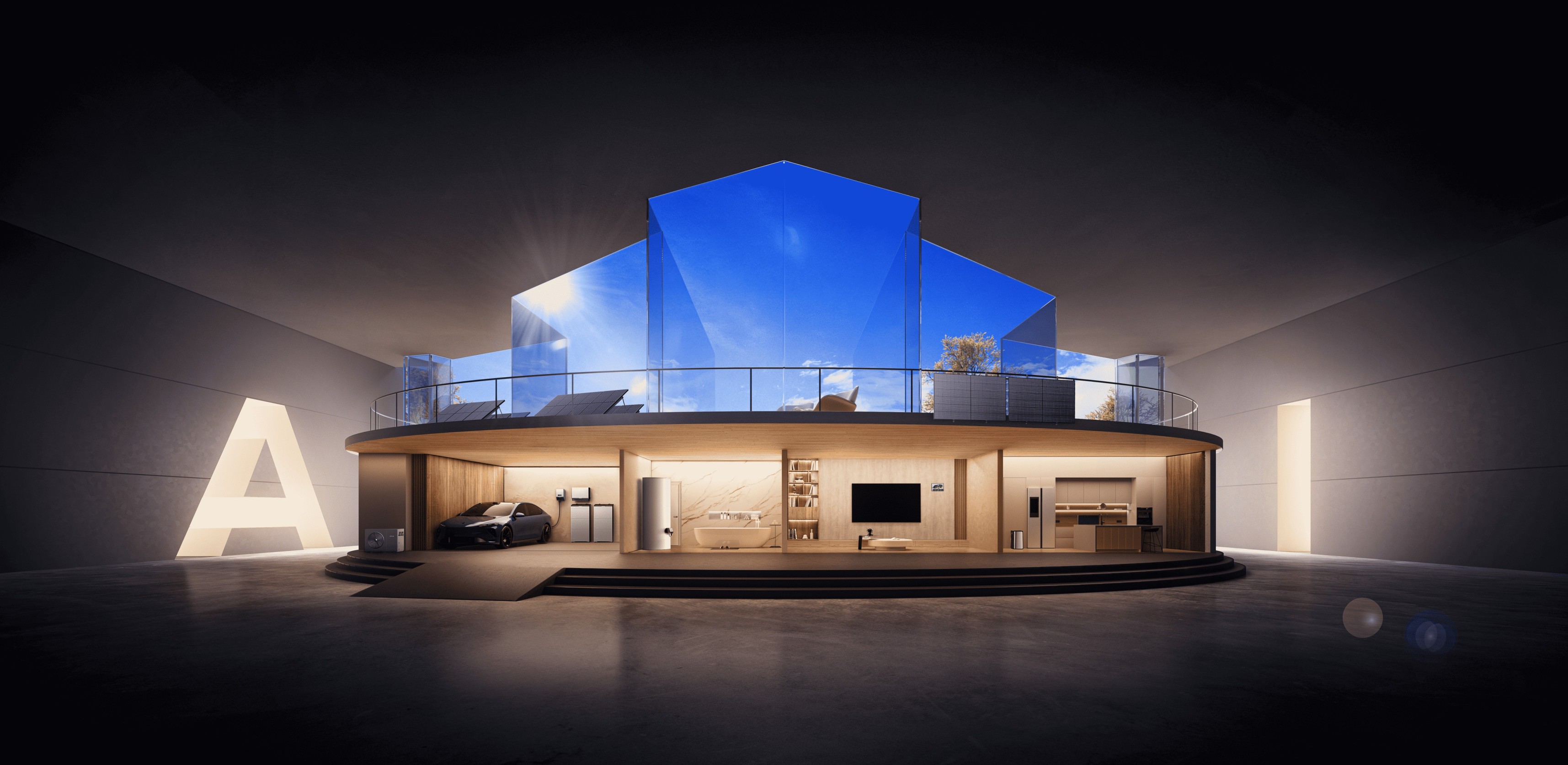 Solarmodule auf einem Einfamilienhausdach zur Berechnung des PV-Ertrags und der Rendite