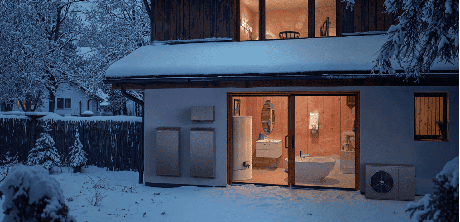 Sistema con  di calore per riscaldamento, raffrescamento e acqua calda sanitaria