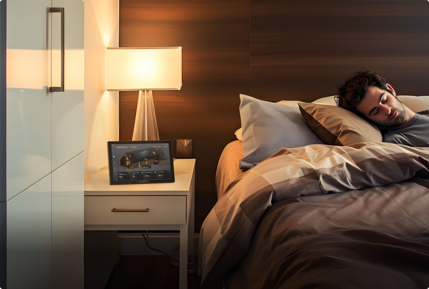 Ein intelligenter Energiemonitor im Schlafzimmer zur effizienten Überwachung von Energiedaten