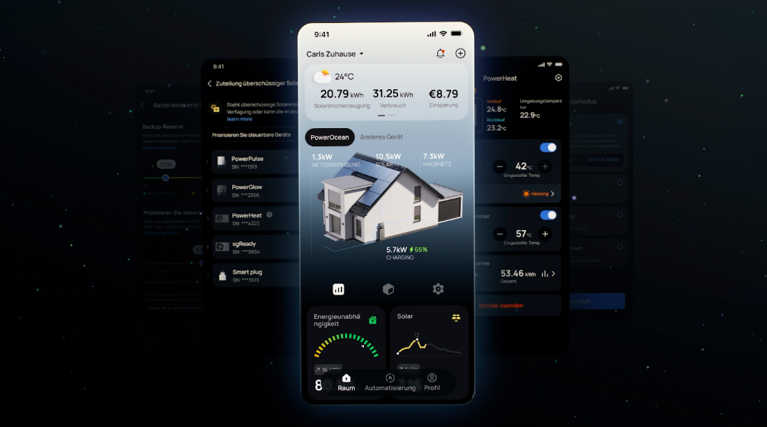 Über ein intelligentes Managementsystem überwachter Solarenergieverbrauch eines Hauses