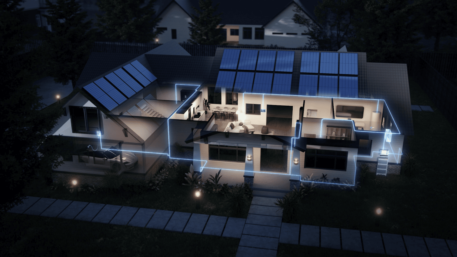 Ekosystem domowy pokazujący, jak działa system zielonej energii słonecznej