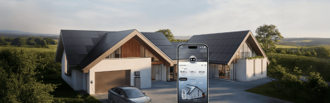 Einfamilienhaus mit Energiemanagementsystem zur Analyse von Stromverbrauch, Erzeugung und Speicher