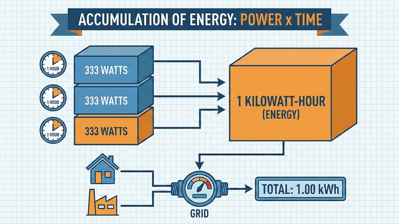 Conversion of watts to kilowatt-hours