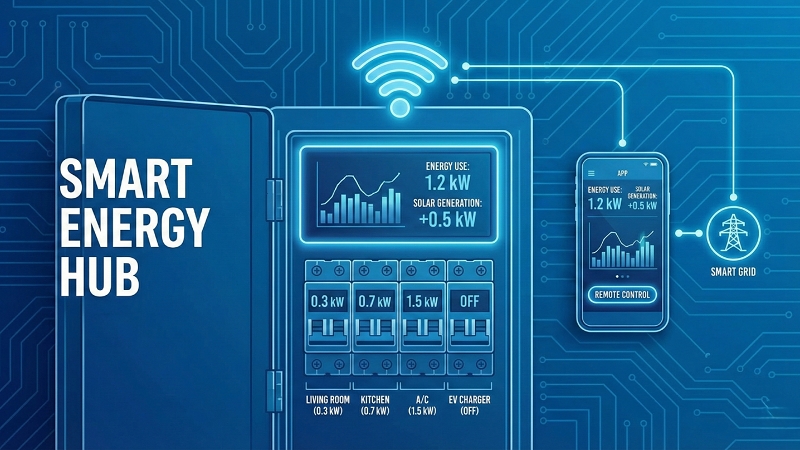 An electrical panel in operation