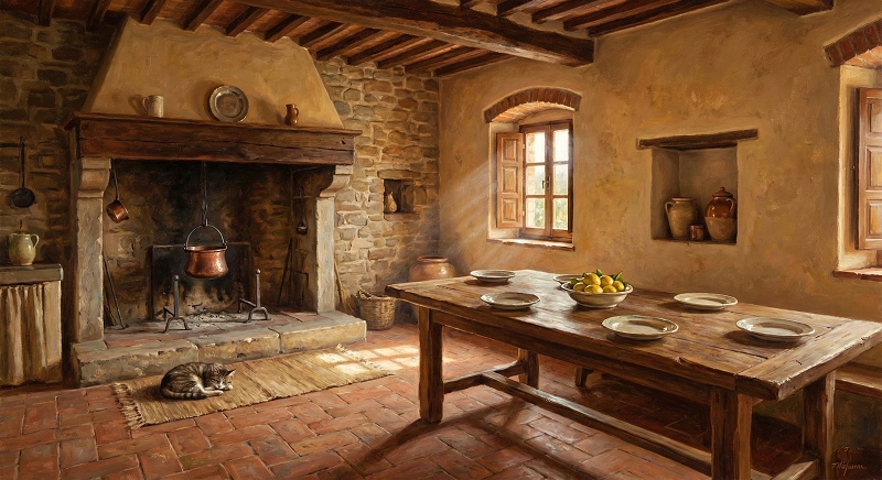 The interiors of a Tuscan home