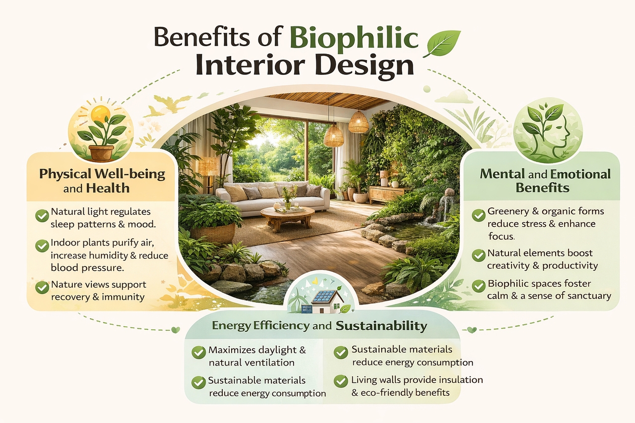 Biophilic interior design benefits