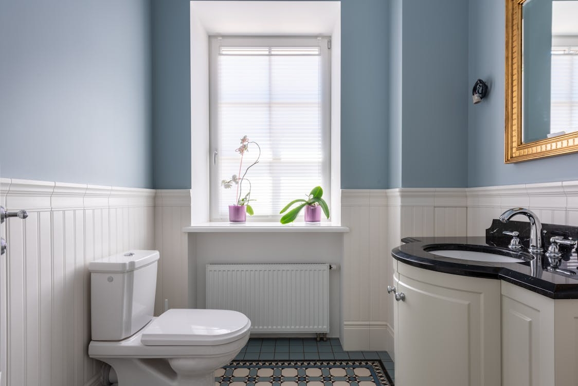 standard gravity toilet in home bathroom