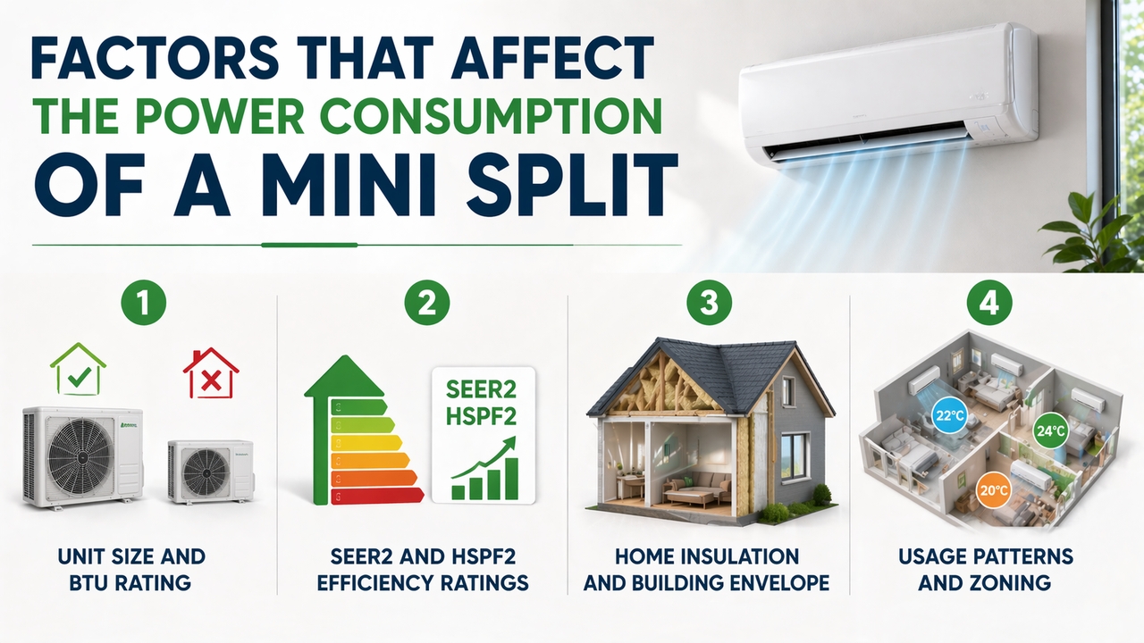 Factors that affect the power consumption of a mini split