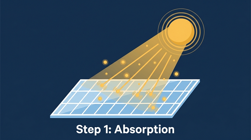 The process of absorption of sunlight