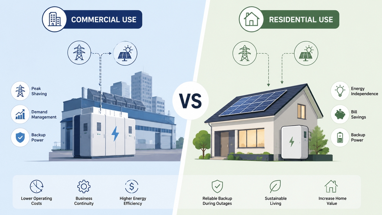 Commercial Use vs. Residential Energy Storage