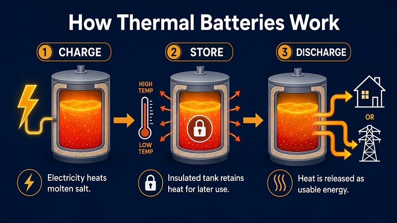 Process of working for a thermal battery
