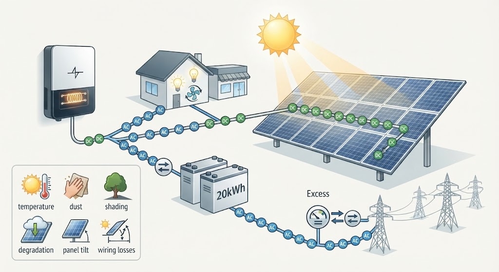 Working and power generation of 20kW solar system