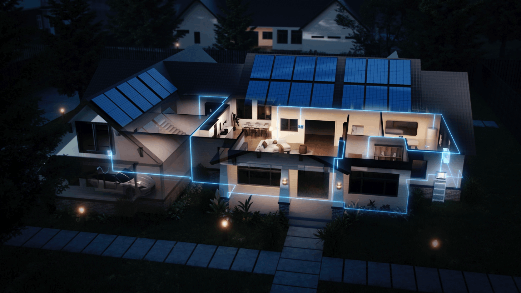 Einfamilienhaus mit Photovoltaikanlage und Batteriespeicher